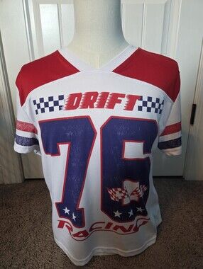 DRIFT 76 Racing Jersey Red White Blue Motorsports Shirt Size Small